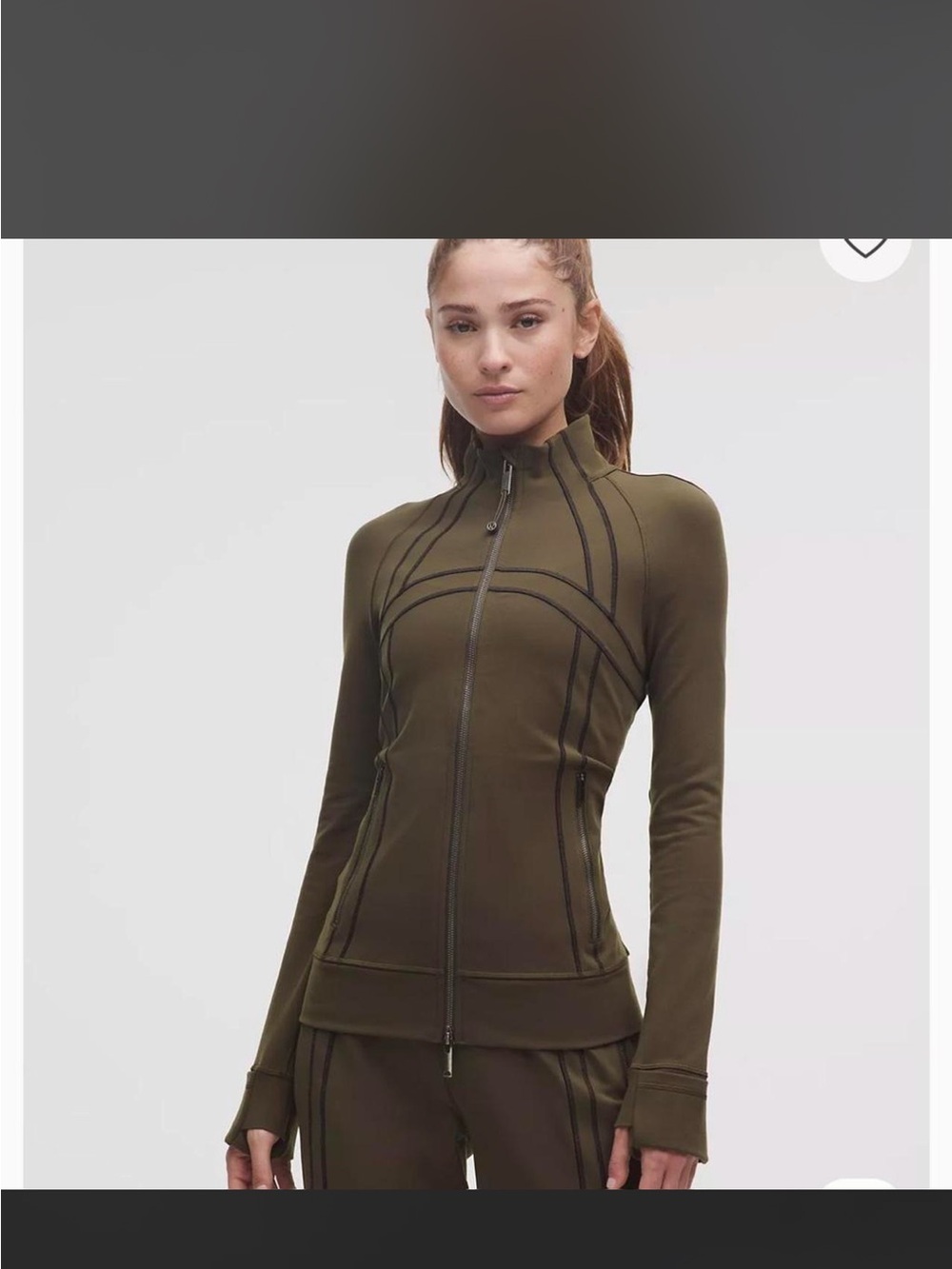 Olive Green Zip-Up Lululemon Athletic Jacket